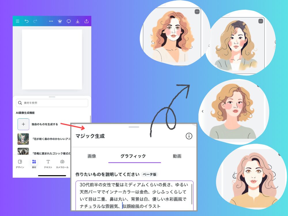 Canva生成AIの似顔絵