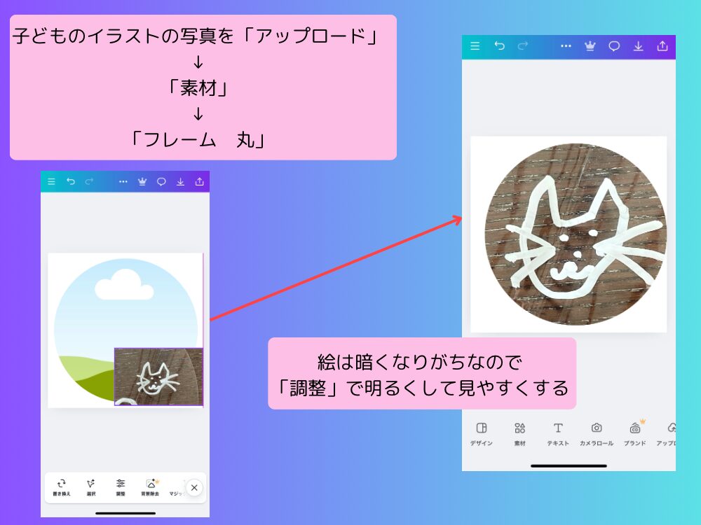 子どものイラストをアイコンにする
