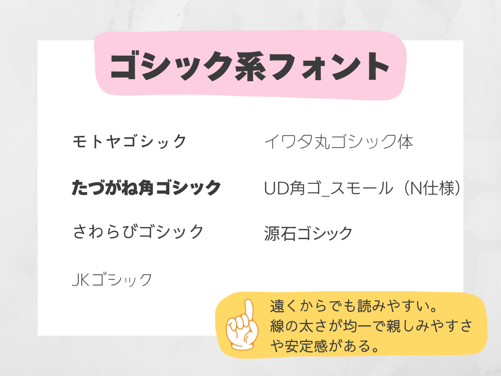 ゴシック系フォント