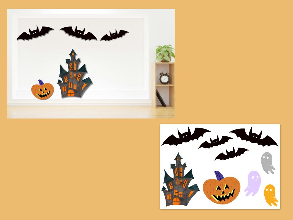 Canvaハロウィン素材部屋のデコレーション
