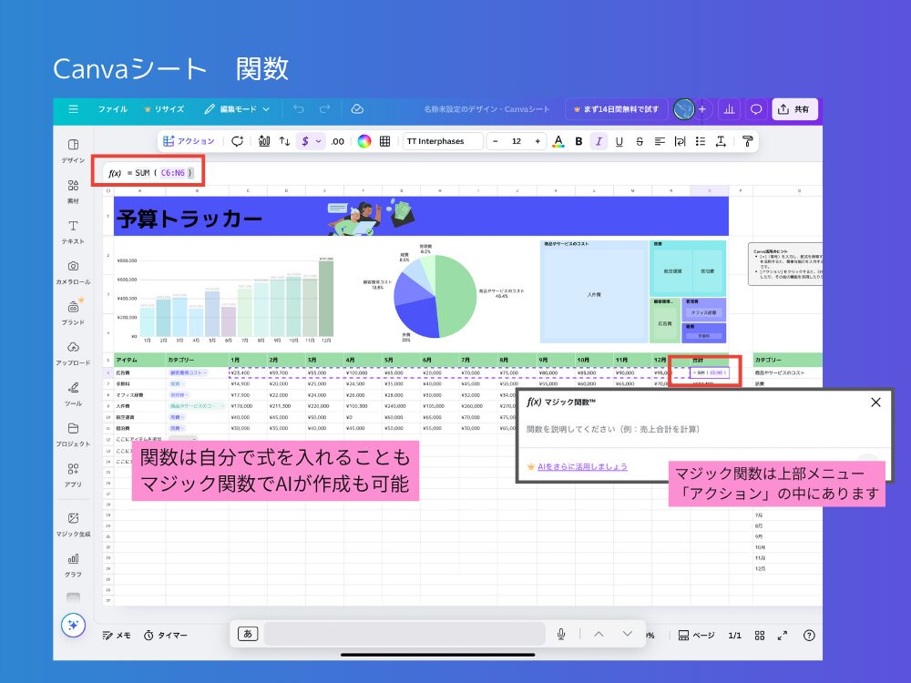 Canvaシート　関数